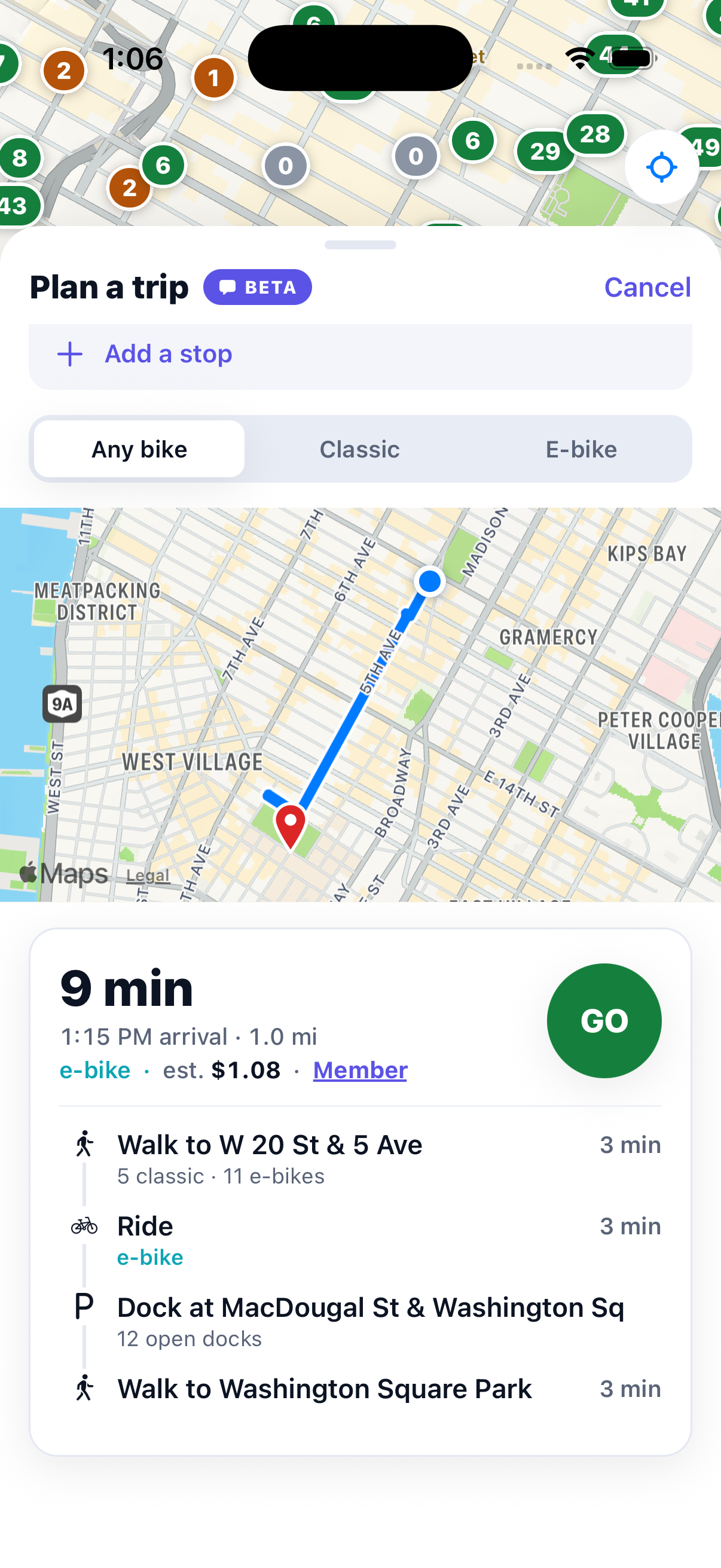 Pedl trip planner: station selection and route